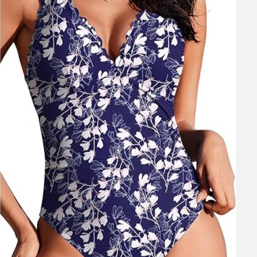 Floral Navy Kids One Piece Swimsuit